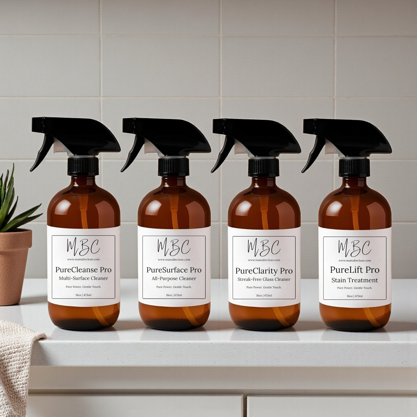 Precision Vessel | 16oz Amber Glass Wholesale Set of 4