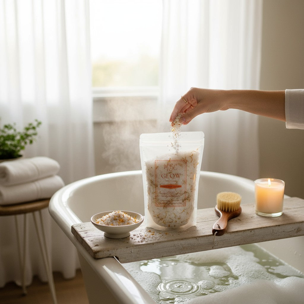 Glow Luxe Bath Soak | Mineral Salts, Turmeric, Ginger & Essential Oils