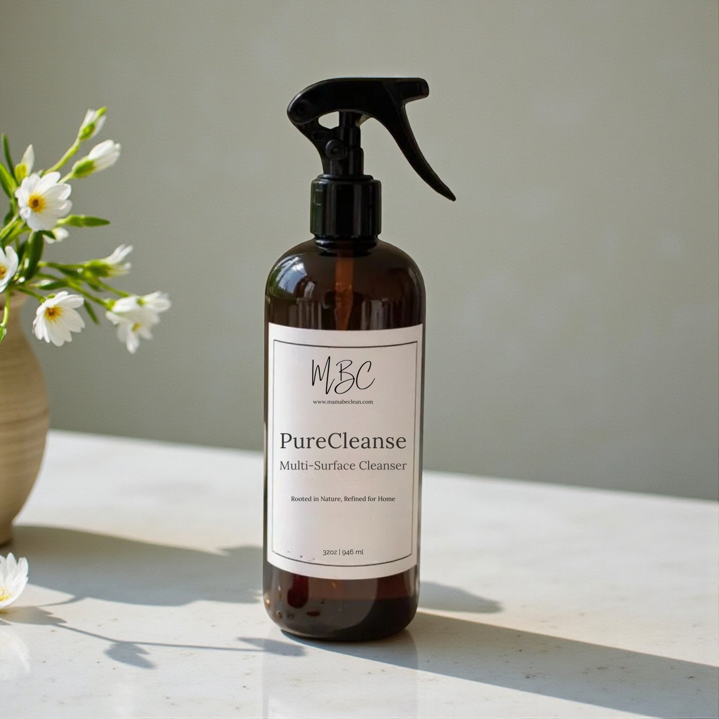 Mama Be Clean No. 01 PureSurface botanical cleaner in 16oz Amber Plastic bottle.