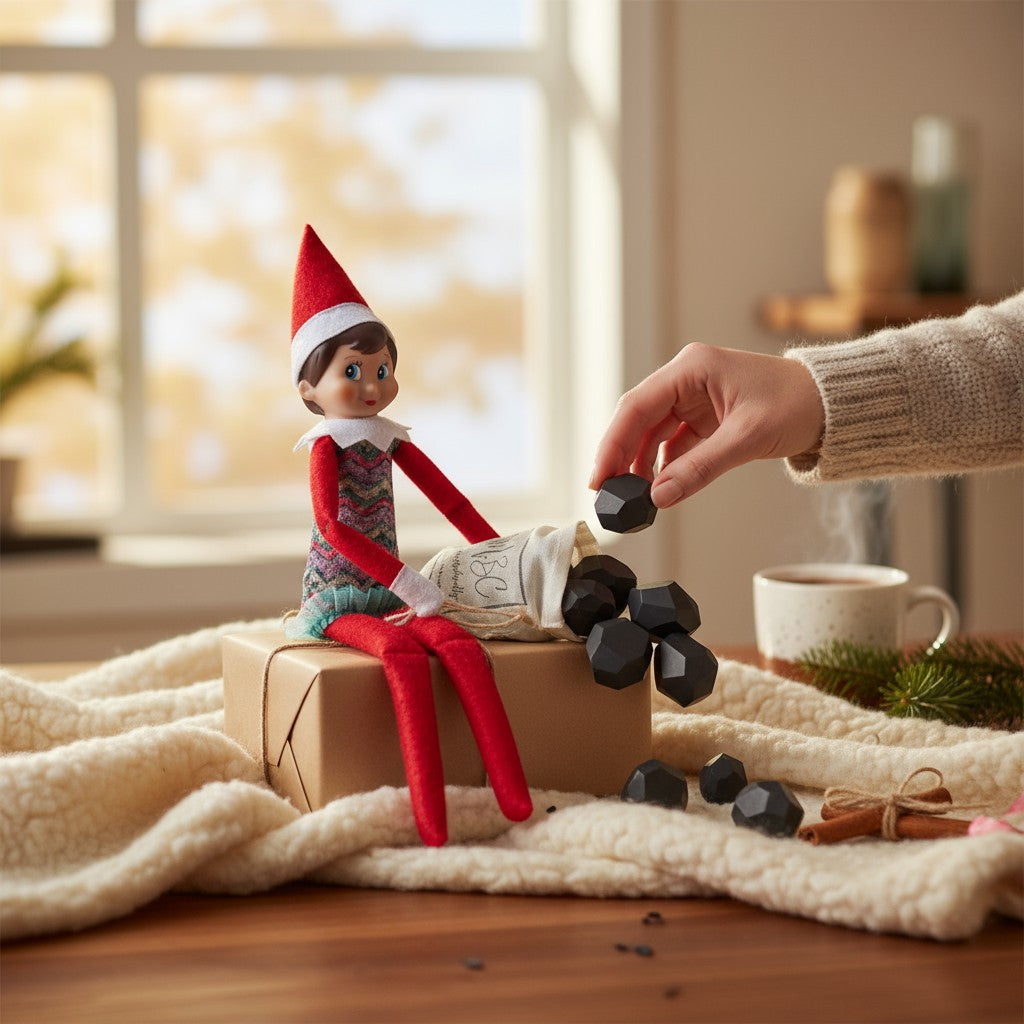 Lump of Coal Soap | Charcoal Gag Gift in Muslin Bag | Elf on the Shelf Idea
